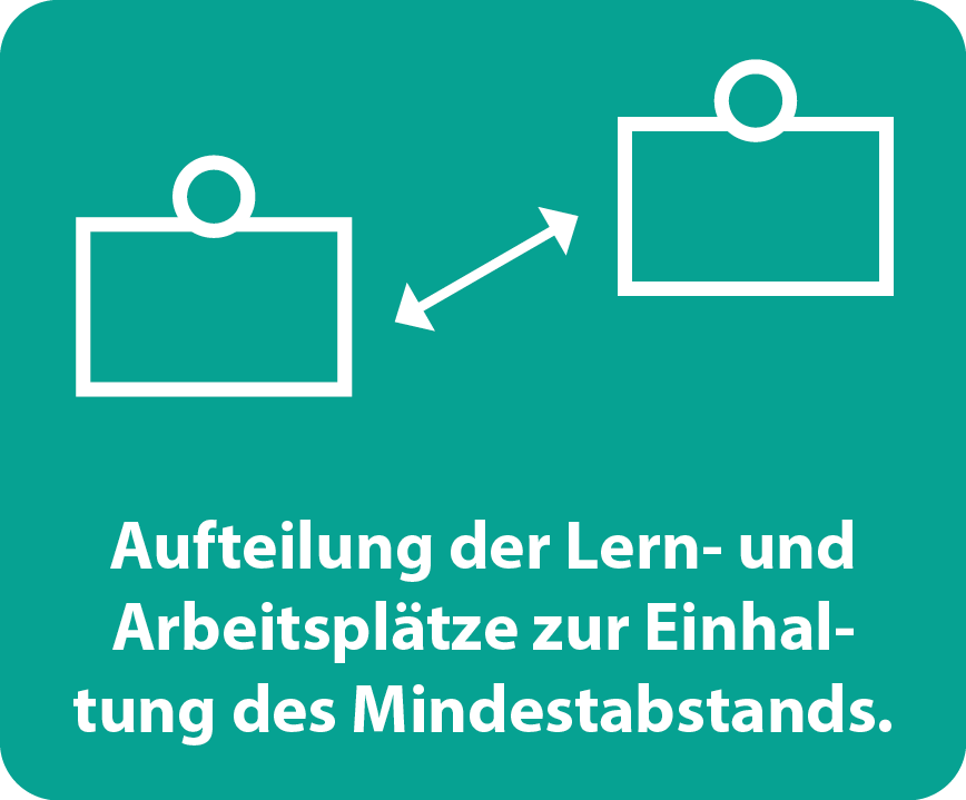 Aufteilung der Lern- und Arbeitsplätze zur Einhaltung des Mindestabstands.