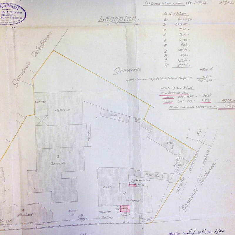 Pläne für einen Vorbau 1913 aus der Nacher-Zeit